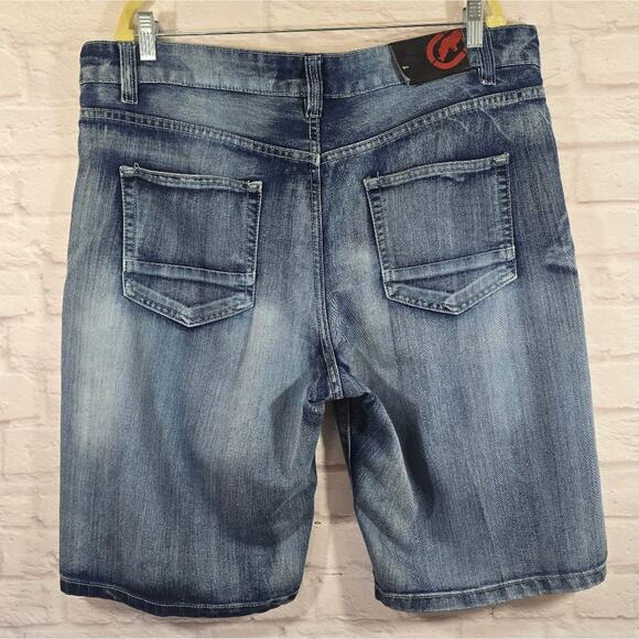 W Ecko Unltd. Y2K Vintage Baggy Blue Denim Shorts Mens Size 36 Rhino Hip Hop - Picture 6 of 11